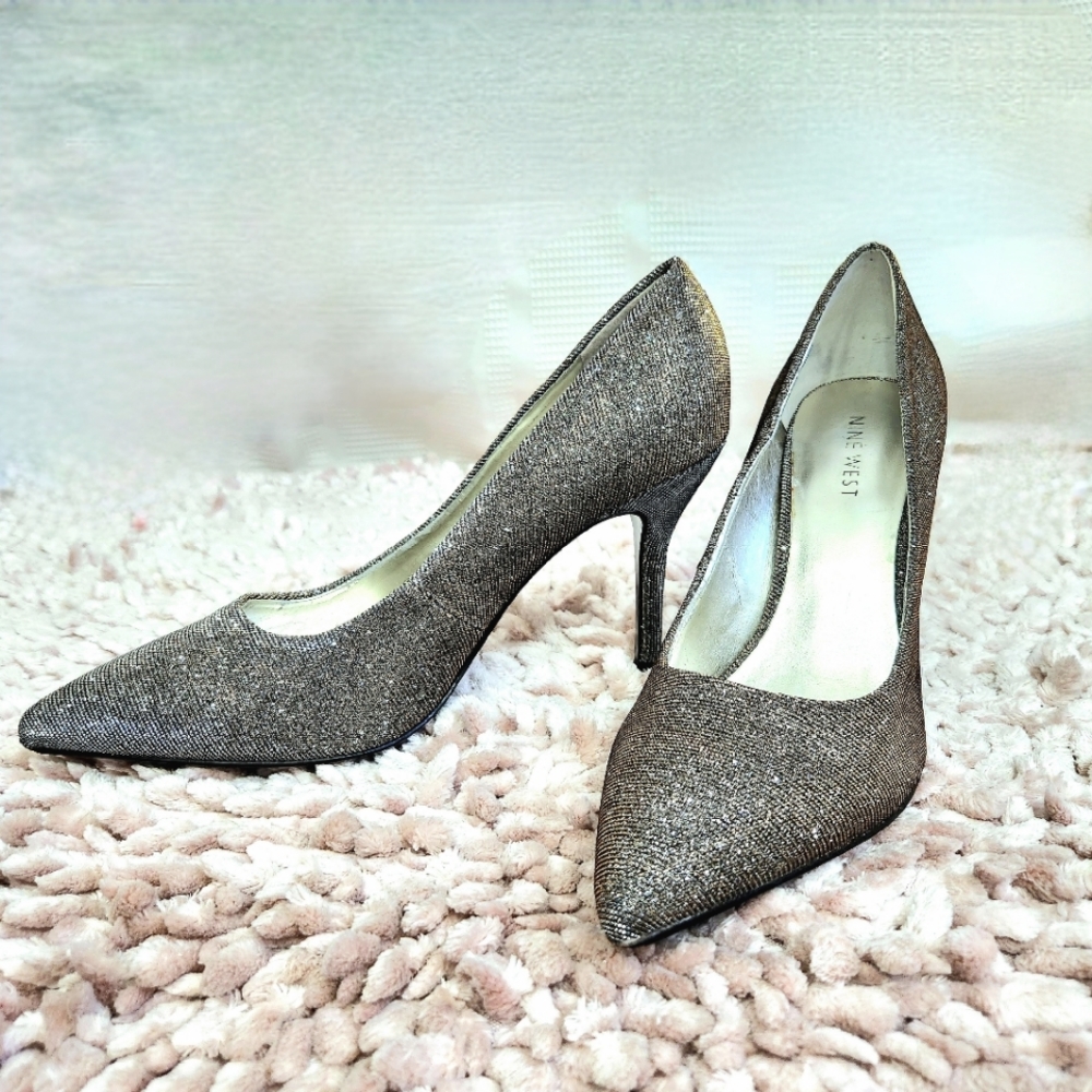 Nine West Flax Pumps, Silver/Gold Metallic Sparkle, Size: 7 1/2